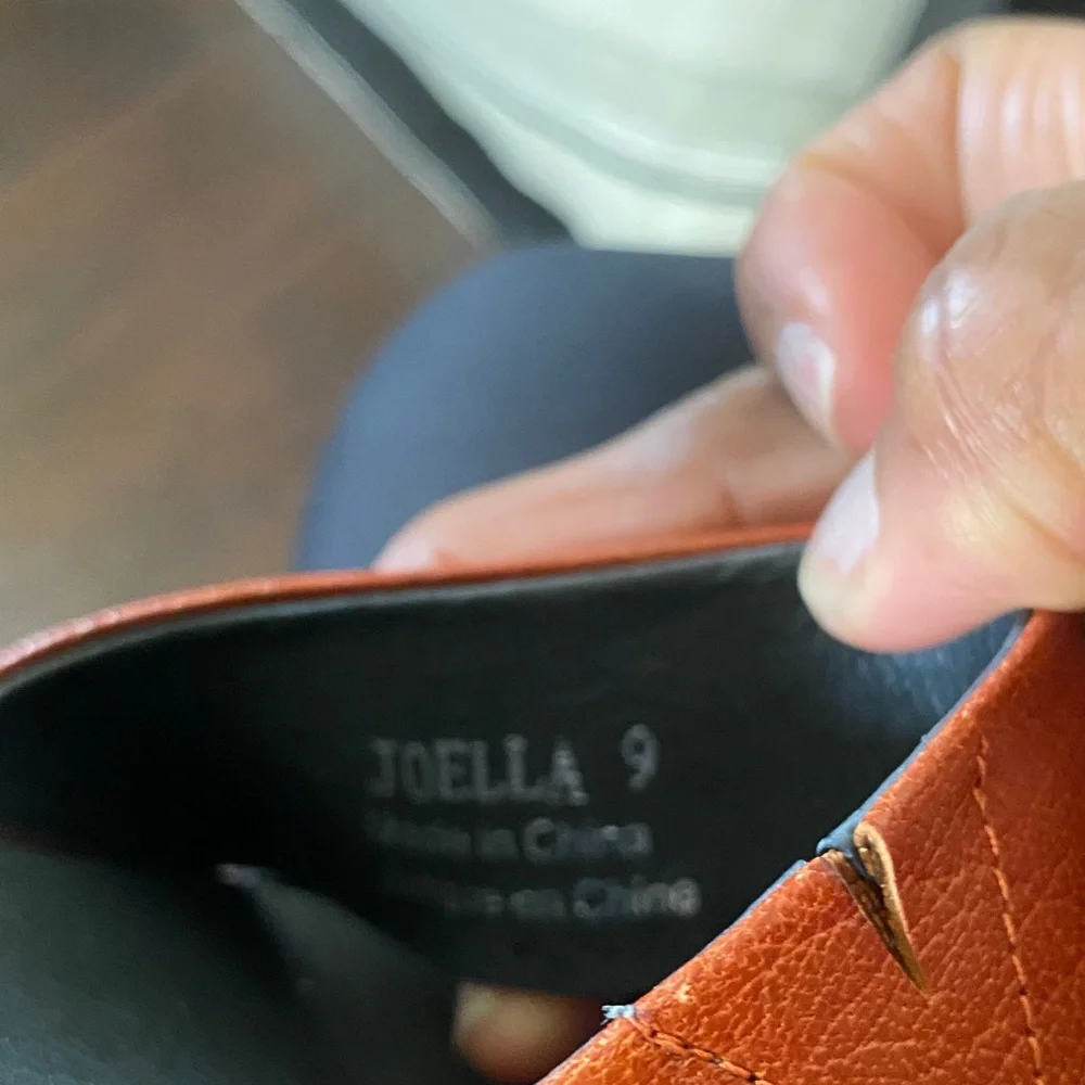 Jeffrey Campbell Joel’s Dark Brown and Rust Leather D’Orsay Flats. Size-9